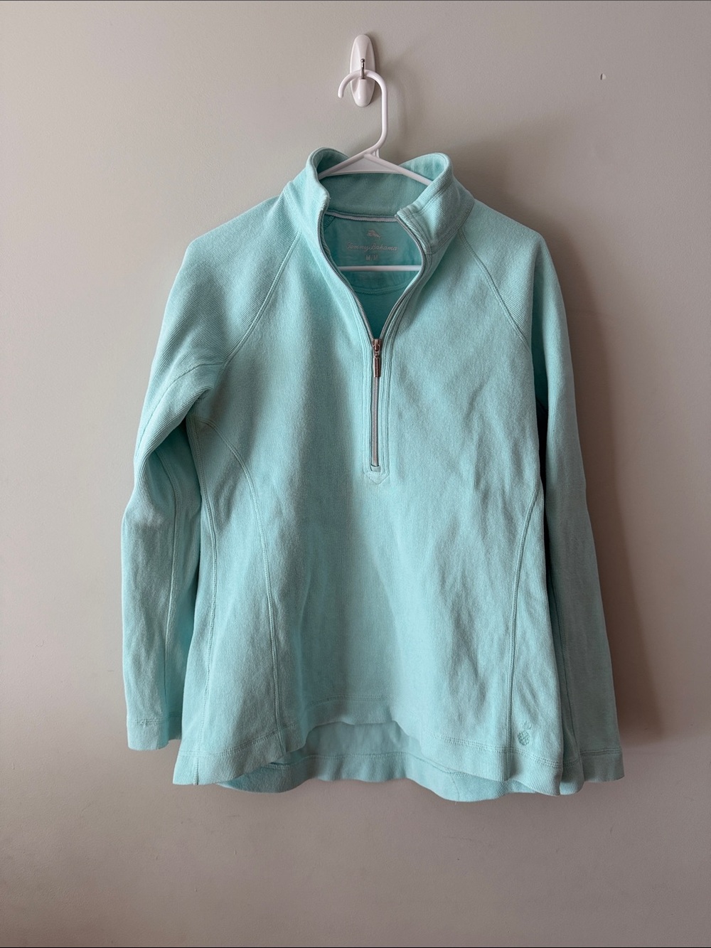Tommy Bahama Light Aqua Quarter-Zip Turtleneck Pullover